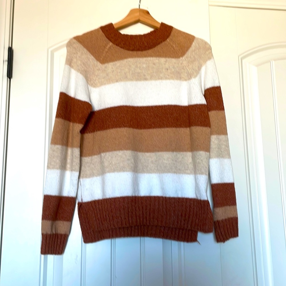 Time and tru sweater, medium brown stripes